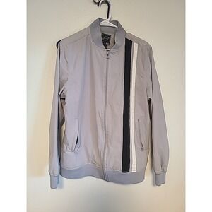 Anchor‎ Blue Zippered Jacket Grey With Stripes Size Medium